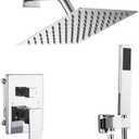 Shower System Polished Chrome Bathroom Rainfall Shower Faucet Set Complete Wall Mounted 8 Inch Shower Head and Handle Set with Rough-in Valve Body and Trim Kit