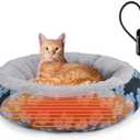 INVENHO Heated Donut Pet Bed, 20" Cozy for Indoor Cats & Small Dogs with Timer & Temp Adjustment