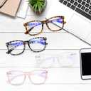 SIGVAN 5 Pack Blue Light Blocking Reading Glasses Fashion Square Computer Readers for Women Men, Anti UV Ray Nerd Eyeglasses (5 Mix, 1.5)