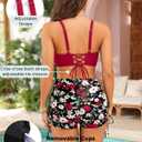Aqua Eve Bikini with Shorts for Women - Two Piece Swimsuit with Boyshorts 2PC High Waisted Bathing Suits Swimwear (Red, M)