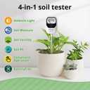 4-in-1 Soil Moisture Meter Soil Moisture/Fertility/PH Meter/Sunlight Intensity Soil Test Meter for Gardening, Farming and Outdoor Plants