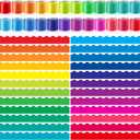 TaoBary 24 Rolls 944.9 Ft Colorful Bulletin Board Borders Bright Classroom Border for Bulletin Board Trim Scalloped Borders Decorations for Office School Teachers Classroom Posters(Rainbow Color)