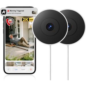 Window Camera, 2K 2.4G WIFI Indoor Cameras for Home Security with Starlight Night Vision, AI Smart Detection, 911 Emergency Dispatch,US Based Cloud,2 Way Talk,24/7 Recording,Easy & Quick Install 2Pack (White) Window Camera, 2K 2.4G WIFI Indoor Cameras for Home Security with Starlight Night Vision, AI Smart Detection, 911 Emergency Dispatch,US Based Cloud,2 Way Talk,24/7 Recording,Easy & Quick Install 2Pack (White)