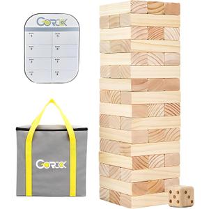 GOROCK Giant Tumbling Tower Game57Pcs Wooden Block Stacking Game Over 4.2FTClassic Family Indoor Outdoor Yard Party Games for Kids and Adults with Carry Bag