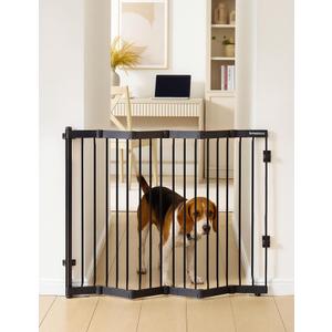 No Pawblems Retractable Safety Gate, Metal Adjustable Dog Gate for Doorways, Stairs & Hallways, Expands to 38" Wide, Auto Retract Design, No Bottom Bar, Black