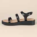 Amazon Essentials womens Strappy Flatform Sandals (9.5, Black)