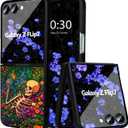 for Z Flip 7 Case [Compatiable with Magsafe] [Glow in The Dark] Slim Fit Cute Lovely Floral Luminous Back Military Drop Protection Aesthetic Samsung Z Flip 7 Case MagsafeFlower Skull 