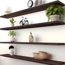 PHPH 36 Inch Wood Floating Shelves for Wall, Wooden Wall Shelves for Bedroom, Set of 4 Brown