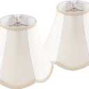 GOSO 4"8" 6.4" Spider Small Scalloped Lamp Shades Cream Modern, Replacement Lampshades for Table Lamps/Wall Lamp & Chandelier, Natural Faux Silk Shade for Bedroom/Dining Room (2 Pack)