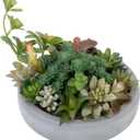 MyGift Assorted Indoor Fake Plants Artificial Succulent Arrangement in Round Gray Cement Planter Pot (Dark Grey)