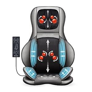 COMFIER Shiatsu Neck Back Massager with Heat, 2D ro 3D Kneading Massage Chair Pad, Adjustable Neck Massage, Seat Massager for Full Body Relaxation, Dark Gray