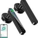IRONZON Fingerprint Door Handle for Bedrooms - 191Y 4-in-1 Fingerprint Door Lock with Keypad and App Control, Smart Knob for Bedroom with Key, Keyless Entry Door Handle - Black