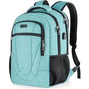 BIKROD Teal Backpack for Women and Men, Extra Large School Backpacks for Teens, Water Resistant Back Pack with USB Charging Port Fits 17 Inch Laptop, Business Anti Theft Durable Computer Bag Gifts