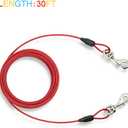 Petest 30ft Tie-Out Cable with Crimp Cover for Heavy Dogs Up to 125 Pounds Black & Red