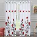 EVENHUG Red Rose Curtains Floral Window Curtain Panels Drapes for Bedroom and Living Room (Pack of 2, 55" W x 84" L)