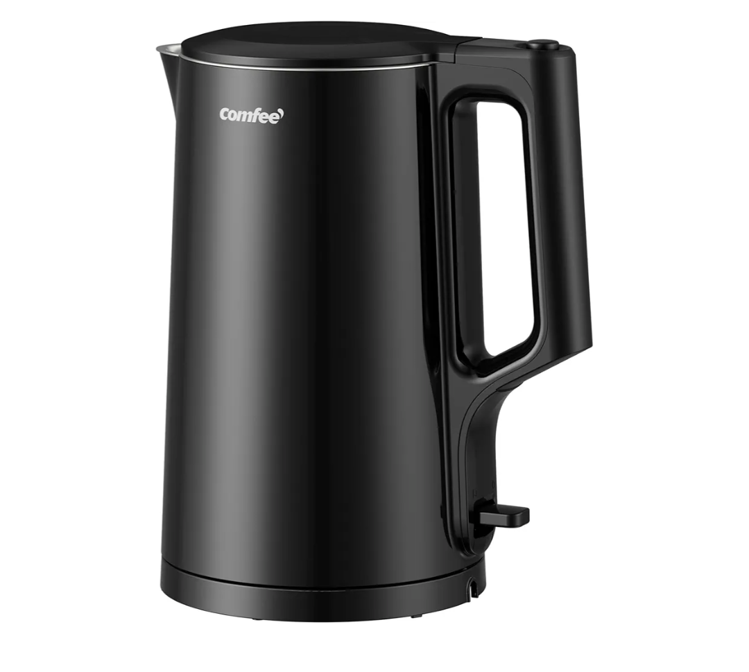 COMFEE' 1.7L Double Wall Electric Tea Kettle and Kettle Water Boiler, 100% Stainless Steel Interior & Lid & Spout, TwoLevel Wide Open Lid, 1500W Fast Boiling, AutoOff and BoilDry Protection