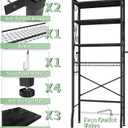 Over-The-Toilet Storage Rack 4-Tier,Bathroom Organizer Shelf Over Toilet,Adjustable Wooden Shelves and Basket,Freestanding Above Toilet Shelf,Space Saver for Rooms(Black Rack-Black Shelves)