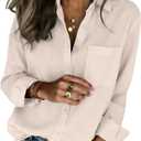 Zeagoo Womens Button Down Shirts Long Sleeve Cotton Gauze Tops Casual Collared Blouses Loose Fit (Beige, XL)