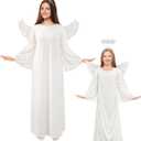 Toulite 3 Pcs Angel Costume Woman Including Angel Dress Headband Wing, Nativity Costume for Halloween Adults Kids Girls Boys (6-9y/39.4 Inches, White)