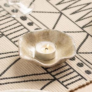 3 x Candle Holders for Pillar Candles, Tealight Candle Holder, Candle Stand, Ceramic Candle Plate Tray, Candle Holder Decor for Dinning, Party, Wedding, Birthday, Anniversary Decorations, 1pack (Camel)