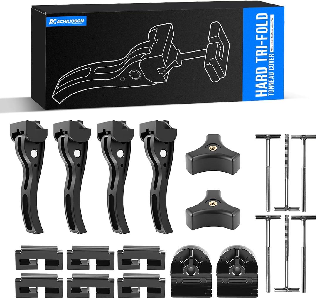Replacement Parts for Hard Tri-Fold Tonneau Cover, Truck Tonneau Cover Replacement Installation Accessory Include 6* T-Bolts, Rear Clamp, Front Clamp