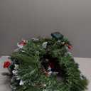 National Tree Company 24 in Pre-Lit Crestwood Spruce Artificial Christmas Wreath, Christmas Decoration with Glitter, Pinecones, Red Berries, 50 Clear LED Lights, 160 Tips, Timer, Green