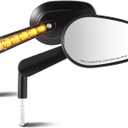 DNA MOTORING Pair of Motorcycle Side View Mirror, Black, Led Trun Signal,Universal 5/16-10 (8MM) Bolt,Compatible with BMW Suzuki Yamaha Kawasaki Motorcycle Cruiser Scooter, Oval Style, MP-MR-M006-BK