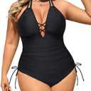 Aqua Eve Plus Size Swimsuits One Piece Bathing Suit for Women Tummy Control Sexy Halter Swimwear 12W