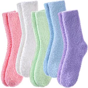 Yebing Fuzzy Socks for Women Fluffy Slipper Winter Warm Cozy Plush Sleep Heart Gift Socks