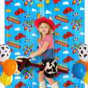 2 x Bupulo Toy Birthday Decorations, 2 Pack Toy Themed Birthday Party Backdrop 3.3 x 6.6ft Cartoon element Tinsel Foil Fringe Curtains Photo Booth Props, Perfect Toy Party Background for Kids