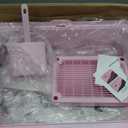 RIZZARI Stainless Steel Litter Box: Large Pink Leakproof Open Tray with Wipe-Clean Design - Odor Control - Teflon Non-Stick - with Deodorizer - 2 Pack - for Cats Up to 20 lbs - in Bathroom Restroom