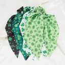 St. Patrick's Day Hair Accessories Shamrock Scrunchies with Ribbons Green Holiday Hair Ties for Women