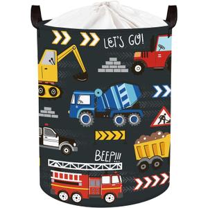 Clastyle City Car Baby Laundry Hamper Kid Storage Basket Boy Gift Toy Box Collapsible Clothes Organizer Nursery Bin for Bedroom,Fire Truck,36 * 45 cm