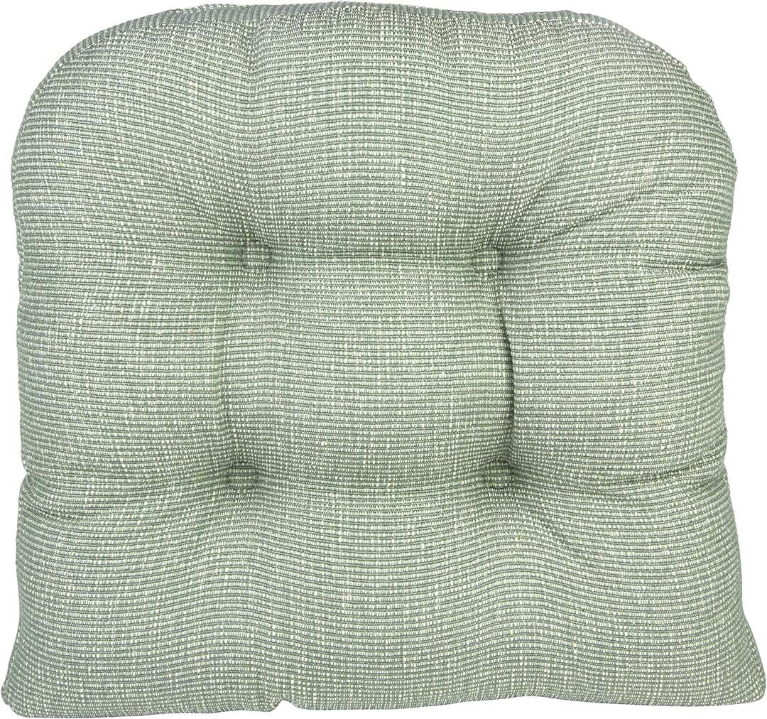 Klear Vu Gripper Overstuffed Universal Non-Slip Dining Chair Cushions for Kitchen Decor or Office Use, U-Shaped Skid-Proof Seat Pad, 15x15 Inches, 2 Count (Pack of 1), Slub Celadon Green