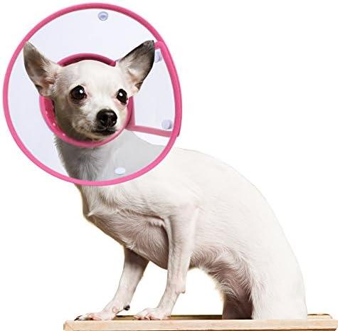 PETBABA Cat Cone Collar, to Stop Licking, Recovery Elizabethan After Surgery, Clear Soft Neck E-Collar, Not Block Vision, for Kitten Puppy Dog Pet in Surgery Remedy - M in Rose