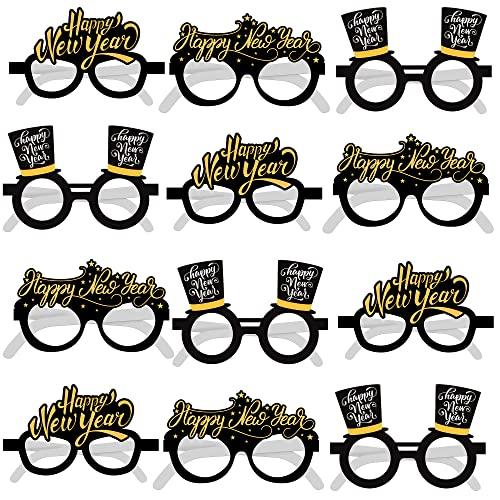 KatchOn, 2026 Glasses New Years - Pack of 12 | Happy New Year Eyeglasses 2026 for New Years Eve Party Supplies 2026 | NYE Party Glasses | Happy New Years Decorations 2026 | NYE Decorations 2026