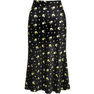 Keasmto Leopard Print Skirt for Women Cheetah High Waist Silk Satin Elasticized Skirts L