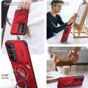 JAME for Samsung Galaxy S26+ Plus Case, Ring Holder Stand Kickstand, Slide Camera Cover with Screen Protector, Dual-Layer Shockproof Protective, Magnetic Accessory Friendly S26 Plus Phone Case, Red