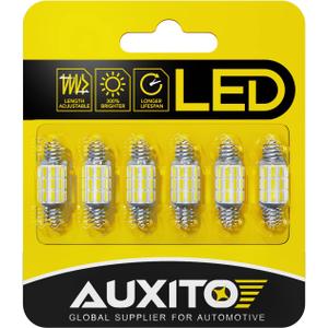 AUXITO DE3175 6418 LED Bulbs 3175 6411 Bulb White 6500K 4014 Chipsets 31mm 36mm Festoon Bulb Bright LED Replace for Car Interior Dome Courtesy Door Map Trunk Light and License Plate Light, 6 Pack (31mm-36mm 6 PACK)