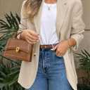 PRETTYGARDEN 2026 Blazers for Women Business Casual Long Sleeve Lapel Open Front Suit Jacket Work Blazer with Pockets (L)