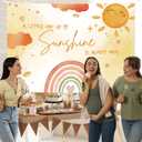 7x5ft Boho Sunshine Baby Shower Backdrop - A Little Ray of Sunshine is Almost Here Banner, A Little Sunshines is on The Way Baby Shower Backdrop Party Decorations