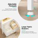 Lazzanto Night Stand Bedside Table Bedroom - White Nightstand with Charging Station & LED Light Strip, Morden Bed Side End Table with Storage Shelf & 2 Fabric Drawers, U-S-B Ports & AC Outlets