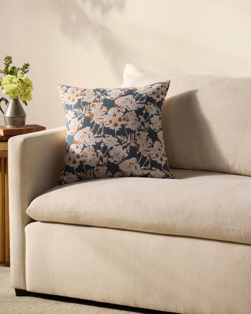 Loloi Chris Loves Julia Matilda Collection PCJ0031 Blue/Orange 18'' x 18'' Cover Only Pillow