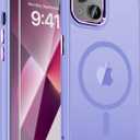 5 x WRJ Magnetic Case for iPhone 13,iPhone 14 Case with Screen Protector, Magnetic Translucent [Compatible with Magsafe] Slim Anti-Fingerprints Shockproof Protective Cover for Women Men-Light Purple