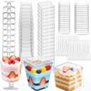 340 Pack Plastic Mini Dessert Cups with Lids and Spoons,5oz Clear Yogurt Parfait Cups,Appetizer Cups for Party,Reusable Square and Round Goblet -Shooter Cups for Ice Cream Fruit Cake Pudding Cups