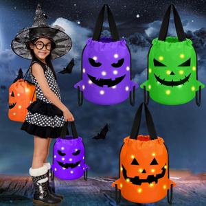 Talltalk 3 Pcs Halloween Light up Bucket LED Trick or Treat Drawstring Bags Multipurpose Reusable Pumpkin Candy Goodies Bucket for Kids Halloween Supplies Favors(Orange,Green, Purple) Talltalk 3 Pcs Halloween Light up Bucket LED Trick or Treat Drawstring Bags Multipurpose Reusable Pumpkin Candy Goodies Bucket for Kids Halloween Supplies Favors(Orange,Green, Purple)