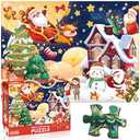 Christmas Jigsaw Puzzle for Kids Ages 3-5 4-8 Year Old and Up，Jumbo 72 Piece Reindeer Floor Puzzle Fancy Toddler Learn Educational Toys Gift Box