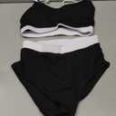 Lilosy High Waisted Tummy Control Ribbed Bikini Crop Top Brazilian Swimsuit Set 2 Piece, Small