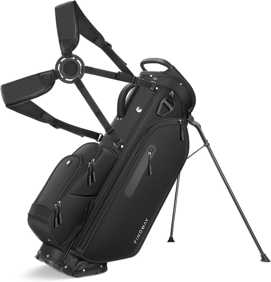 Findway 5 Way Golf Stand Bag, Upgraded Lightweight Golf Bag with Stand, Golf Club Bag with 7 Pockets Dual Strap and Rain Cover for Men Women