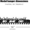 Sports Medal Hanger Display Holder Hook Rack for 60 Medals-16 Wide with 20 Hooks-Black-Easy Use Awesome Gifts (16 inches long Pack Box)